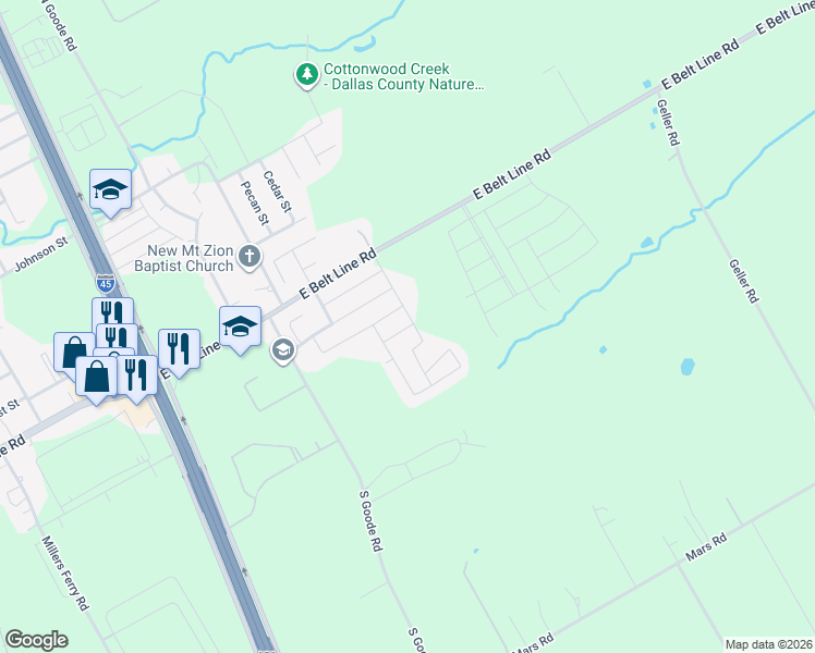 map of restaurants, bars, coffee shops, grocery stores, and more near 600 East Belt Line Road in Lancaster