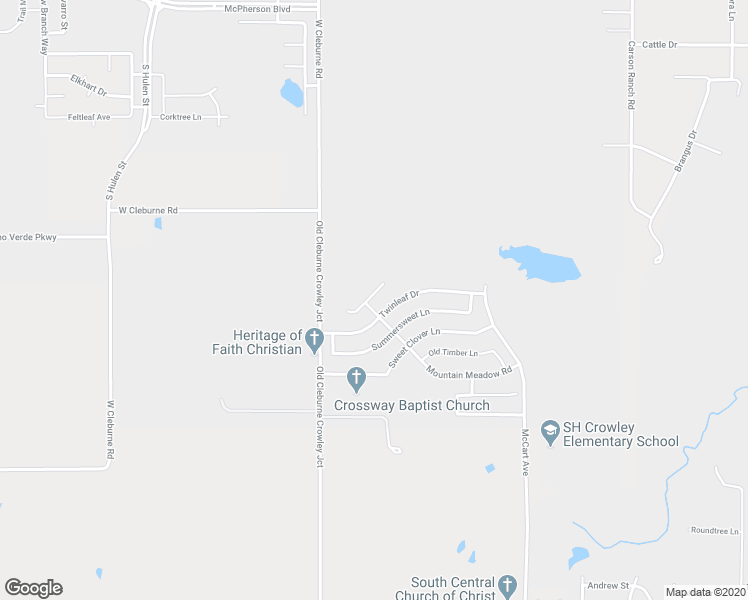 map of restaurants, bars, coffee shops, grocery stores, and more near 4329 Red Clover Lane in Crowley