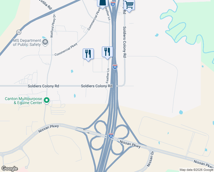 map of restaurants, bars, coffee shops, grocery stores, and more near 201 Feather Lane in Canton