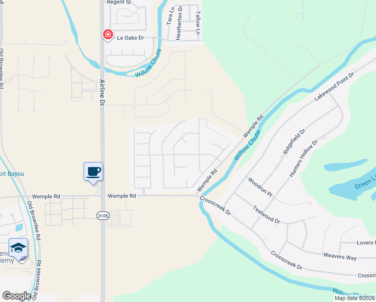 map of restaurants, bars, coffee shops, grocery stores, and more near 3513 Hanover Court in Bossier City