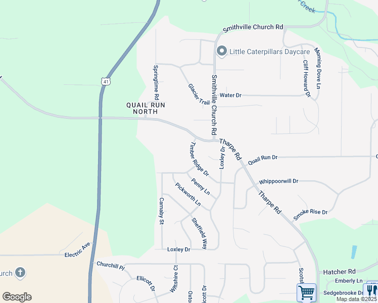 map of restaurants, bars, coffee shops, grocery stores, and more near 112 Timber Ridge Drive in Warner Robins