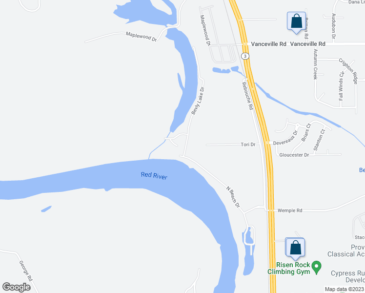 map of restaurants, bars, coffee shops, grocery stores, and more near 305 Bevly Lake Drive in Bossier City