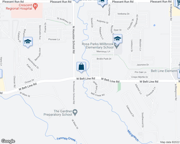 map of restaurants, bars, coffee shops, grocery stores, and more near 517 Saddlebrook Drive in Lancaster