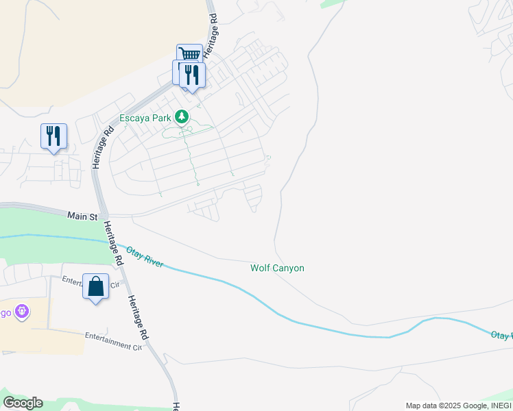 map of restaurants, bars, coffee shops, grocery stores, and more near Ariat Street in Chula Vista