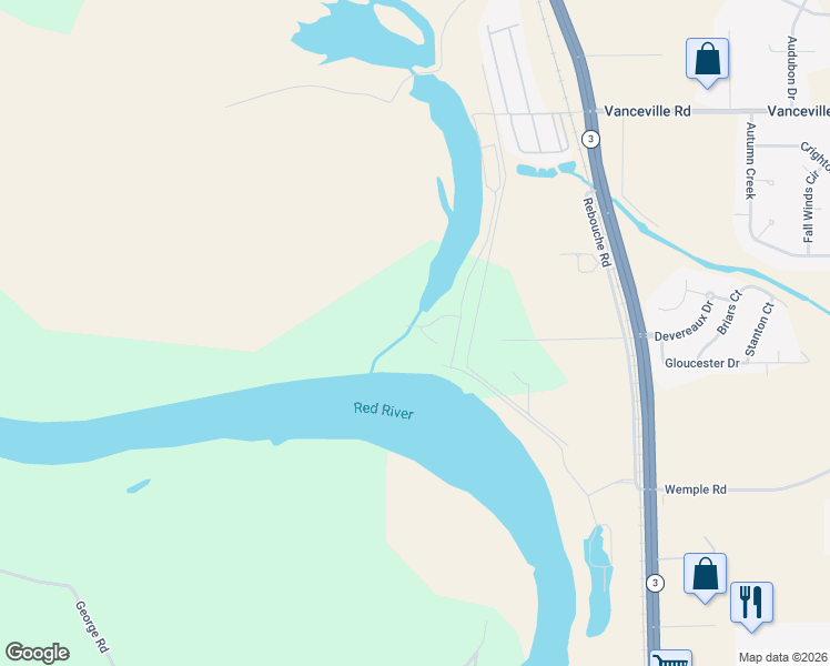 map of restaurants, bars, coffee shops, grocery stores, and more near 500 Belle Rouge Circle in Bossier City