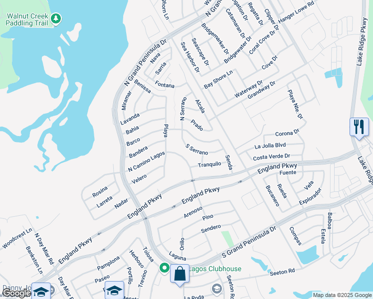 map of restaurants, bars, coffee shops, grocery stores, and more near 2820 North Camino Lagos in Grand Prairie