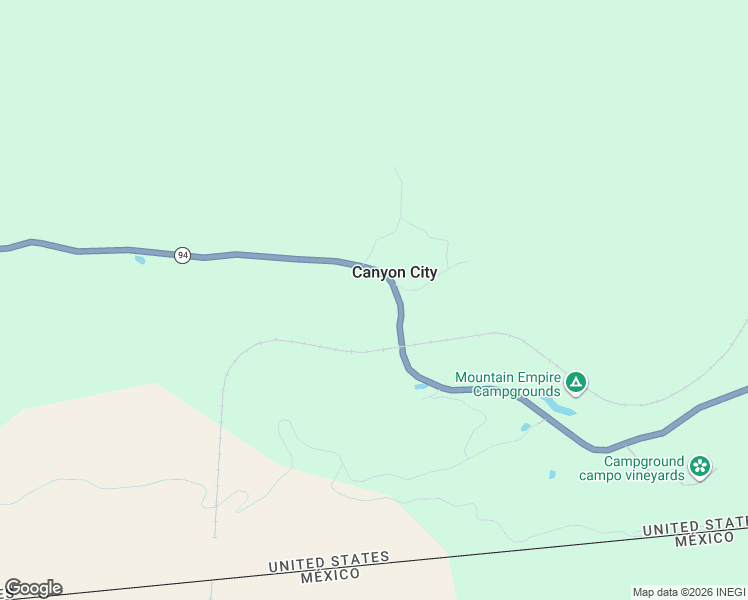 map of restaurants, bars, coffee shops, grocery stores, and more near 28909 California 94 in Campo
