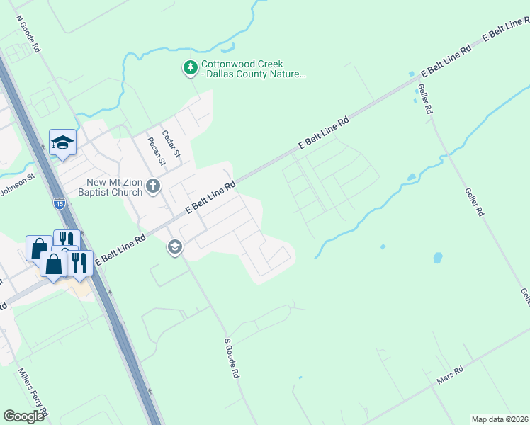 map of restaurants, bars, coffee shops, grocery stores, and more near 600 East Belt Line Road in Lancaster