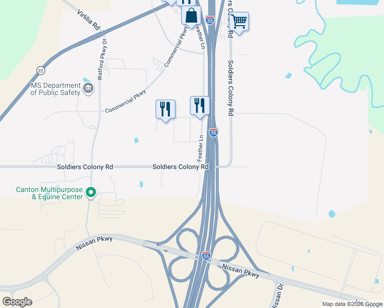 map of restaurants, bars, coffee shops, grocery stores, and more near 201 Feather Lane in Canton