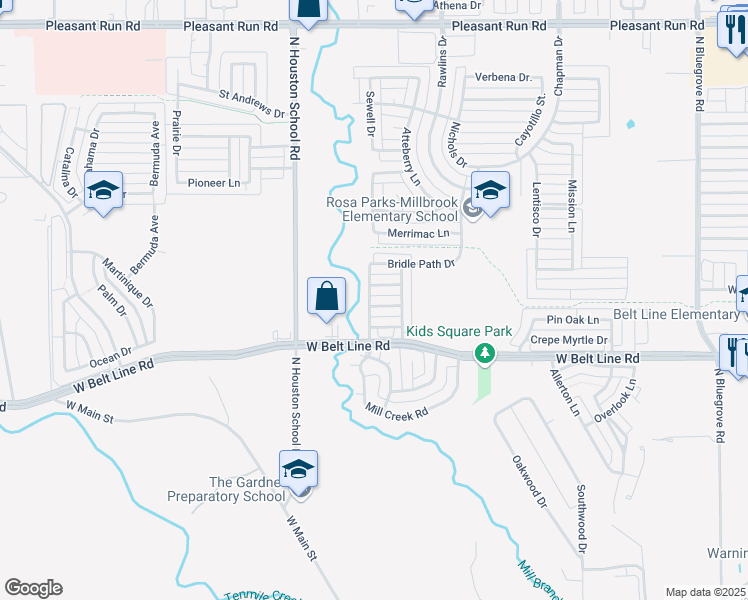 map of restaurants, bars, coffee shops, grocery stores, and more near 2233 West Appaloosa Drive in Lancaster