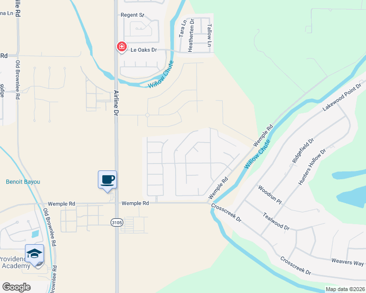 map of restaurants, bars, coffee shops, grocery stores, and more near 6119 Kateland Drive in Bossier City