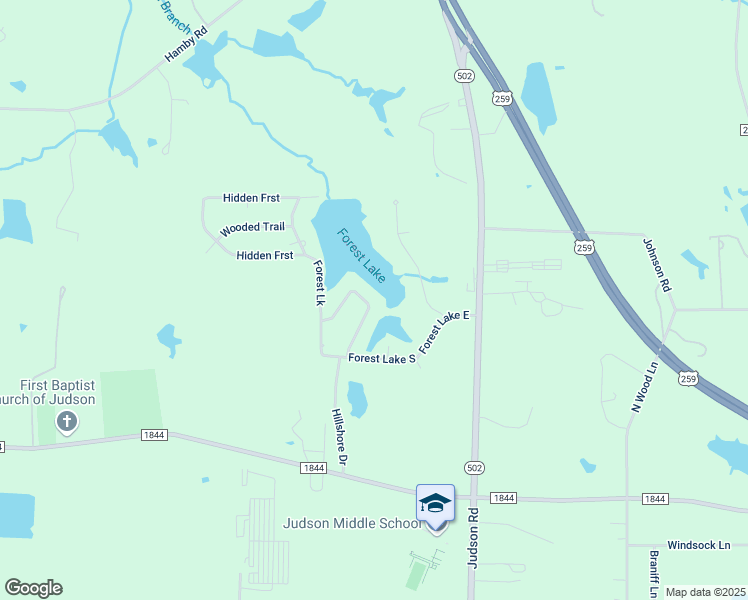 map of restaurants, bars, coffee shops, grocery stores, and more near 236 Hillshore Circle in Longview