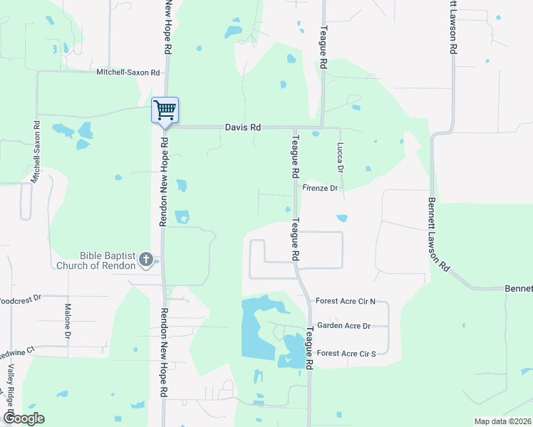 map of restaurants, bars, coffee shops, grocery stores, and more near 5674 Teague Road in Fort Worth