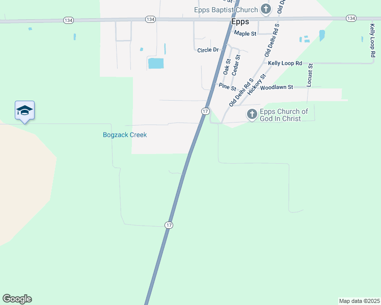 map of restaurants, bars, coffee shops, grocery stores, and more near 753 Highway 17 in Epps