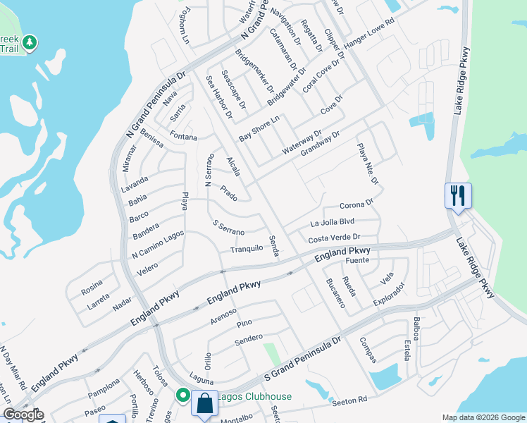 map of restaurants, bars, coffee shops, grocery stores, and more near 7112 Senda in Grand Prairie