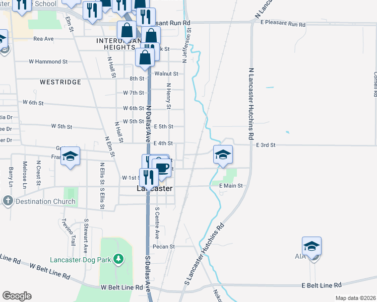 map of restaurants, bars, coffee shops, grocery stores, and more near 509 East 3rd Street in Lancaster