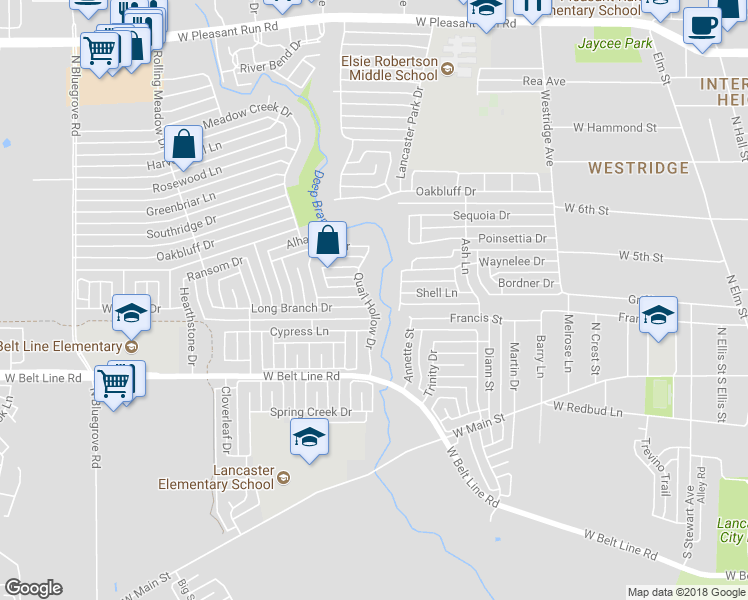 map of restaurants, bars, coffee shops, grocery stores, and more near 614 Quail Hollow Drive in Lancaster