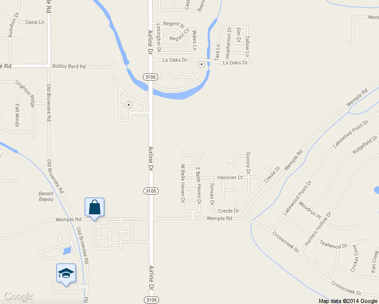 map of restaurants, bars, coffee shops, grocery stores, and more near 3405 Manchester Drive in Bossier City