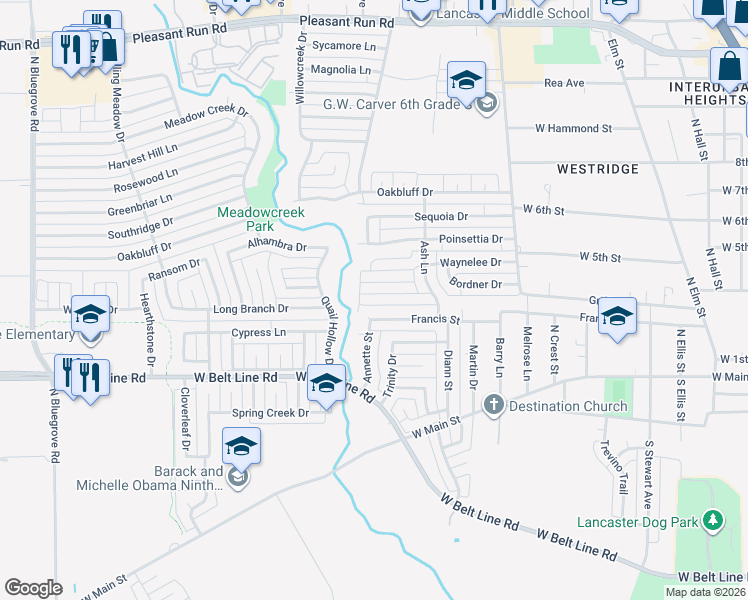 map of restaurants, bars, coffee shops, grocery stores, and more near 942 Shell Lane in Lancaster