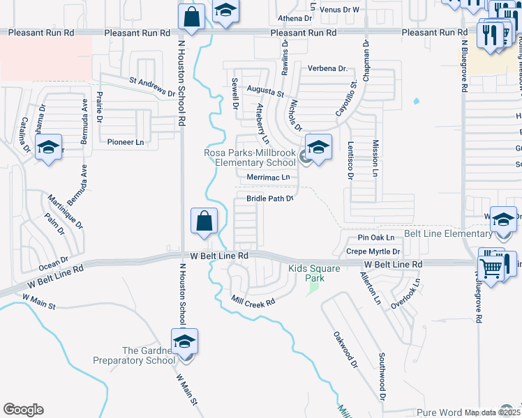 map of restaurants, bars, coffee shops, grocery stores, and more near 552 North Palomino Drive in Lancaster
