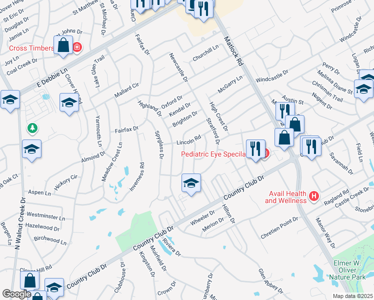 map of restaurants, bars, coffee shops, grocery stores, and more near 1428 New Haven Drive in Mansfield