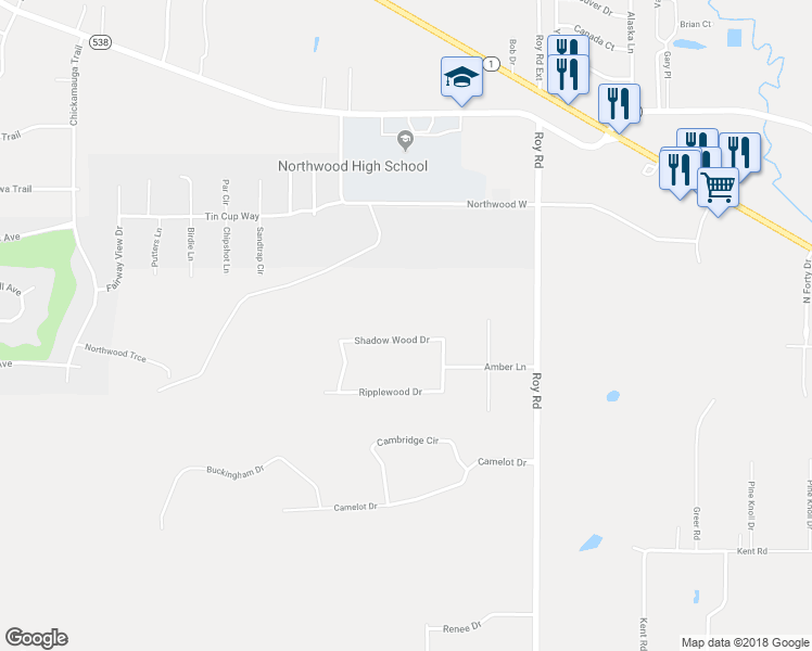 map of restaurants, bars, coffee shops, grocery stores, and more near 6112 Shadow Wood Drive in Shreveport