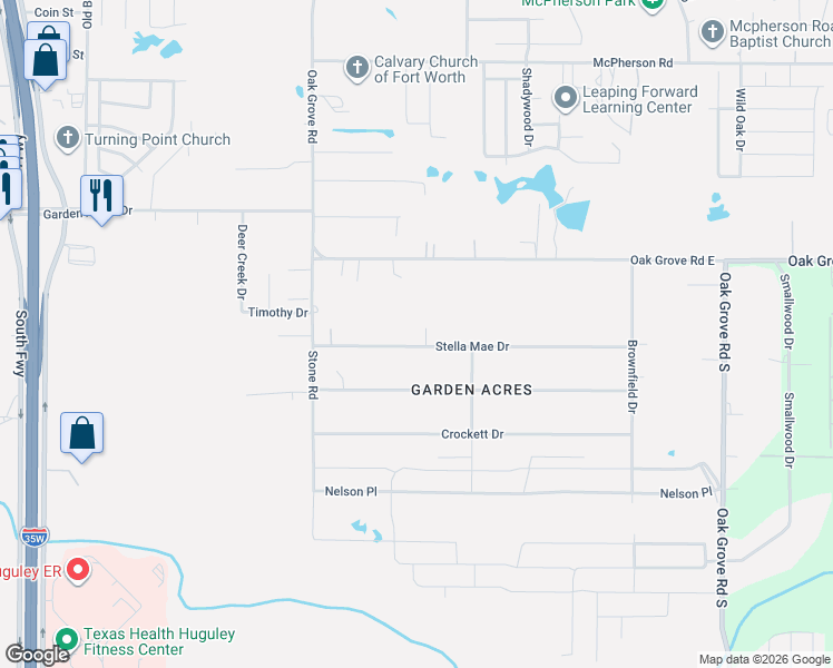 map of restaurants, bars, coffee shops, grocery stores, and more near 817 Stella Mae Drive in Burleson
