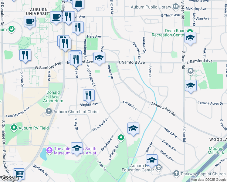 map of restaurants, bars, coffee shops, grocery stores, and more near 518 Dumas Drive in Auburn