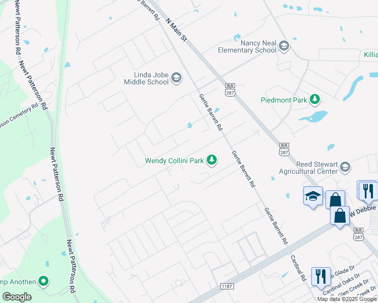 map of restaurants, bars, coffee shops, grocery stores, and more near 265 Country Meadow Drive in Mansfield