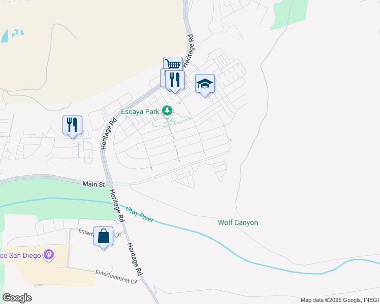 map of restaurants, bars, coffee shops, grocery stores, and more near 1084 Camino Cantera in Chula Vista
