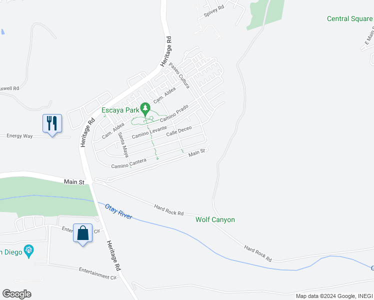 map of restaurants, bars, coffee shops, grocery stores, and more near 1118 Camino Cantera in Chula Vista