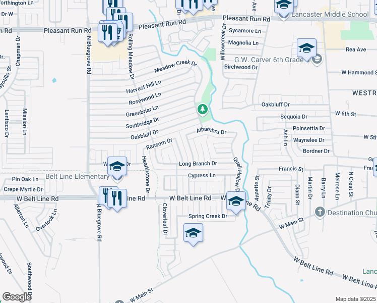 map of restaurants, bars, coffee shops, grocery stores, and more near 606 Mary Wilson Drive in Lancaster