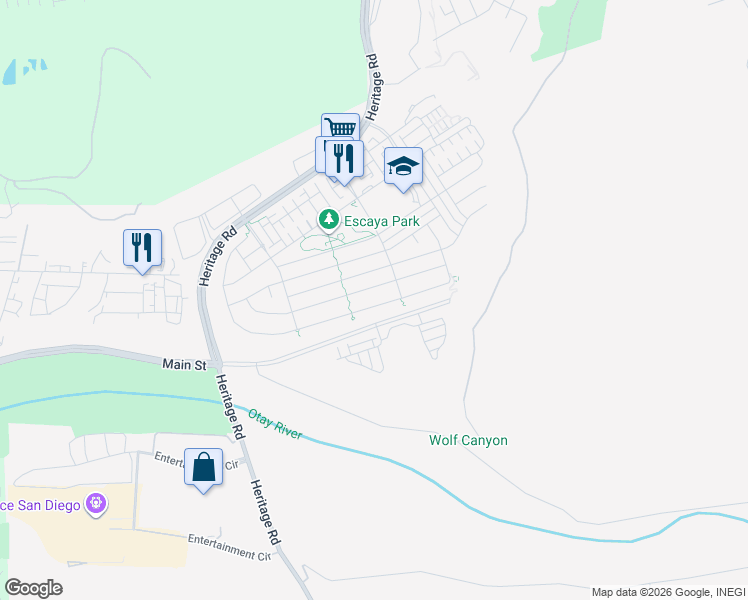 map of restaurants, bars, coffee shops, grocery stores, and more near 1084 Camino Cantera in Chula Vista