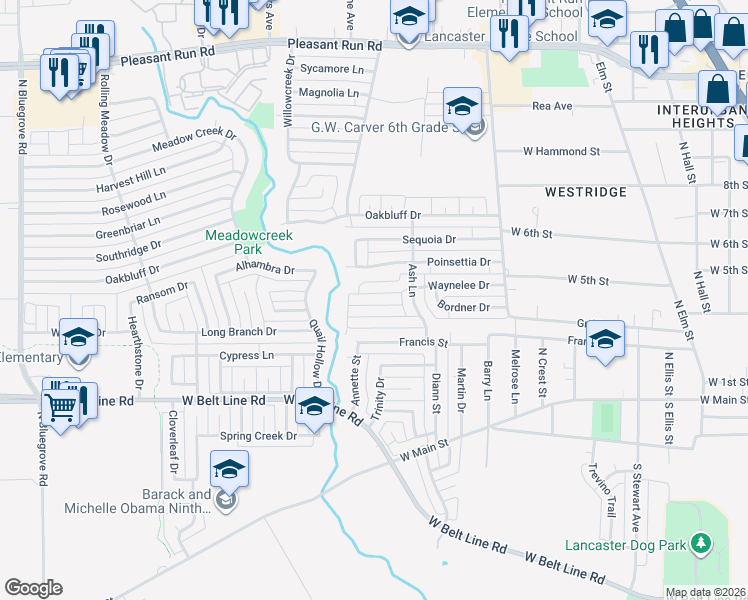 map of restaurants, bars, coffee shops, grocery stores, and more near 926 Waynelee Drive in Lancaster