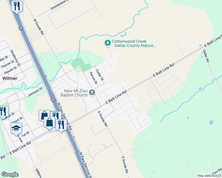 map of restaurants, bars, coffee shops, grocery stores, and more near 817 East Belt Line Road in Cedar Hill