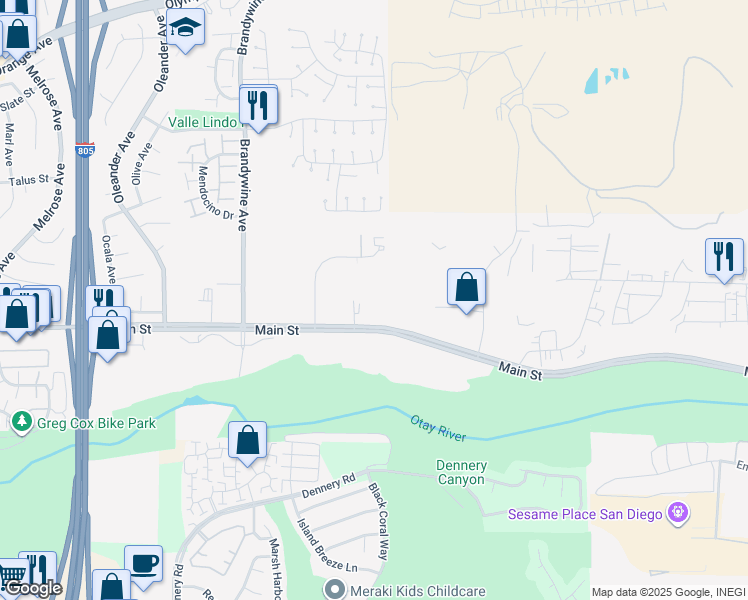 map of restaurants, bars, coffee shops, grocery stores, and more near 1875 Auto Park Avenue in Chula Vista