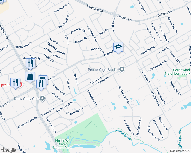 map of restaurants, bars, coffee shops, grocery stores, and more near 4 Macan Court in Mansfield