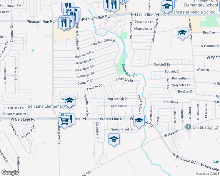 map of restaurants, bars, coffee shops, grocery stores, and more near 631 Halley Lane in Lancaster