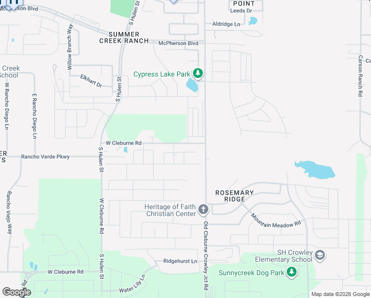 map of restaurants, bars, coffee shops, grocery stores, and more near 10000 West Cleburne Road in Crowley