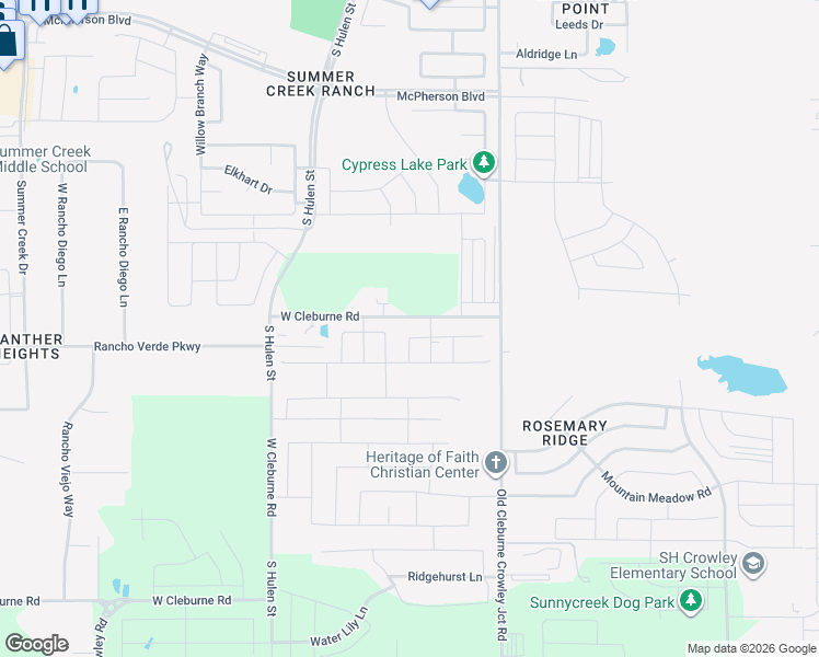 map of restaurants, bars, coffee shops, grocery stores, and more near 10044-10154 West Cleburne Road in Crowley