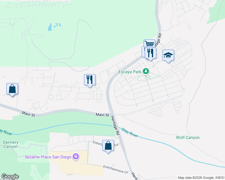 map of restaurants, bars, coffee shops, grocery stores, and more near 890 Camino Cantera in Chula Vista