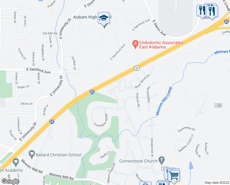 map of restaurants, bars, coffee shops, grocery stores, and more near 1974 Covington Ridge in Auburn