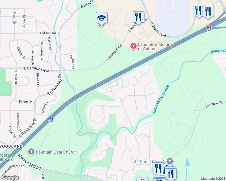 map of restaurants, bars, coffee shops, grocery stores, and more near 1974 Covington Ridge in Auburn