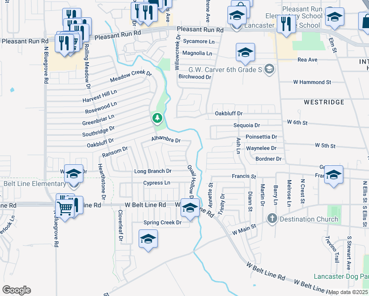 map of restaurants, bars, coffee shops, grocery stores, and more near 1203 Jewel Lane in Lancaster