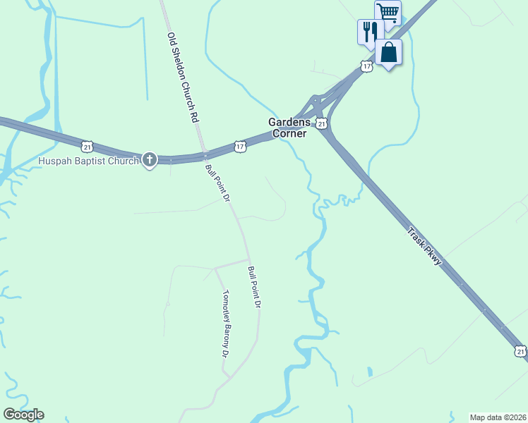 map of restaurants, bars, coffee shops, grocery stores, and more near 5 Blake Lane in Seabrook