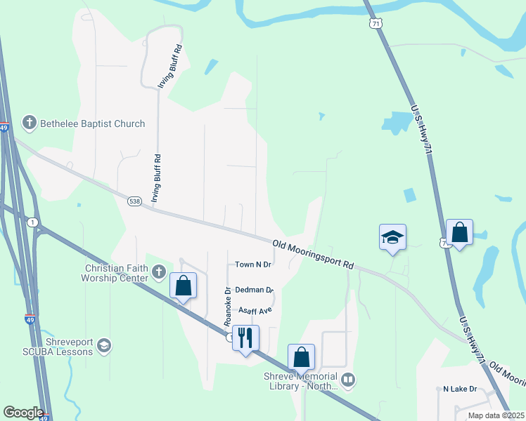 map of restaurants, bars, coffee shops, grocery stores, and more near 751 Jenkins Road in Shreveport