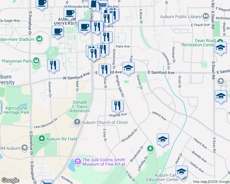 map of restaurants, bars, coffee shops, grocery stores, and more near 228 Reese Ave in Auburn