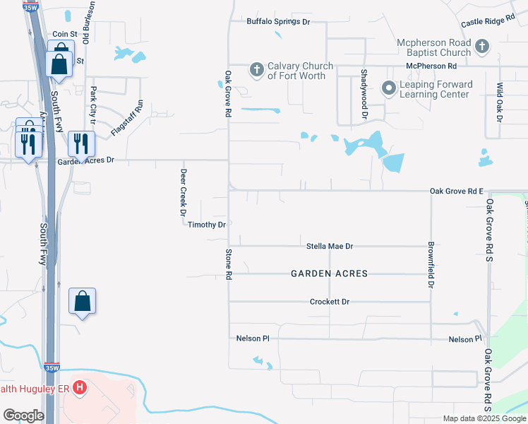 map of restaurants, bars, coffee shops, grocery stores, and more near 724 Oak Grove Road East in Burleson