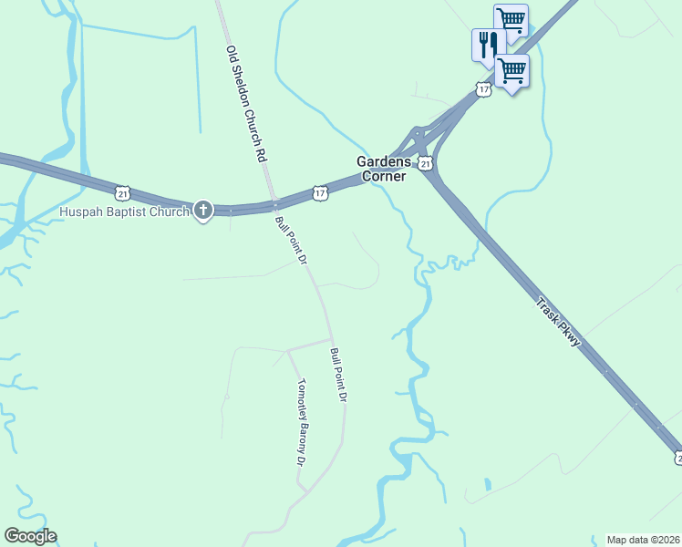 map of restaurants, bars, coffee shops, grocery stores, and more near 5 Blake Lane in Seabrook