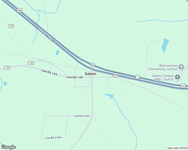 map of restaurants, bars, coffee shops, grocery stores, and more near 5311-5555 County Road 145 in Salem